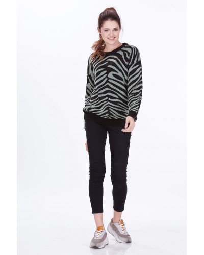 ZEBRA DESENLİ BİSİKLET YAKA KAZAK
